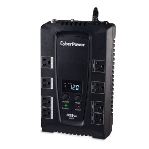 CyberPower CP825AVRLCD Compact UPS, UL Rated, Energy Star certified, 8× NEMA 5-15R